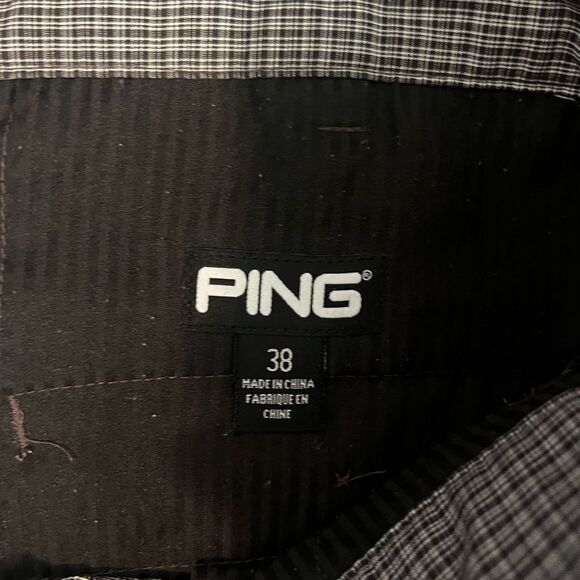 Ping Mens Plaid Cargo Shorts brown/beige Size 38 Flat Front Golf Lightweight - Picture 3 of 11